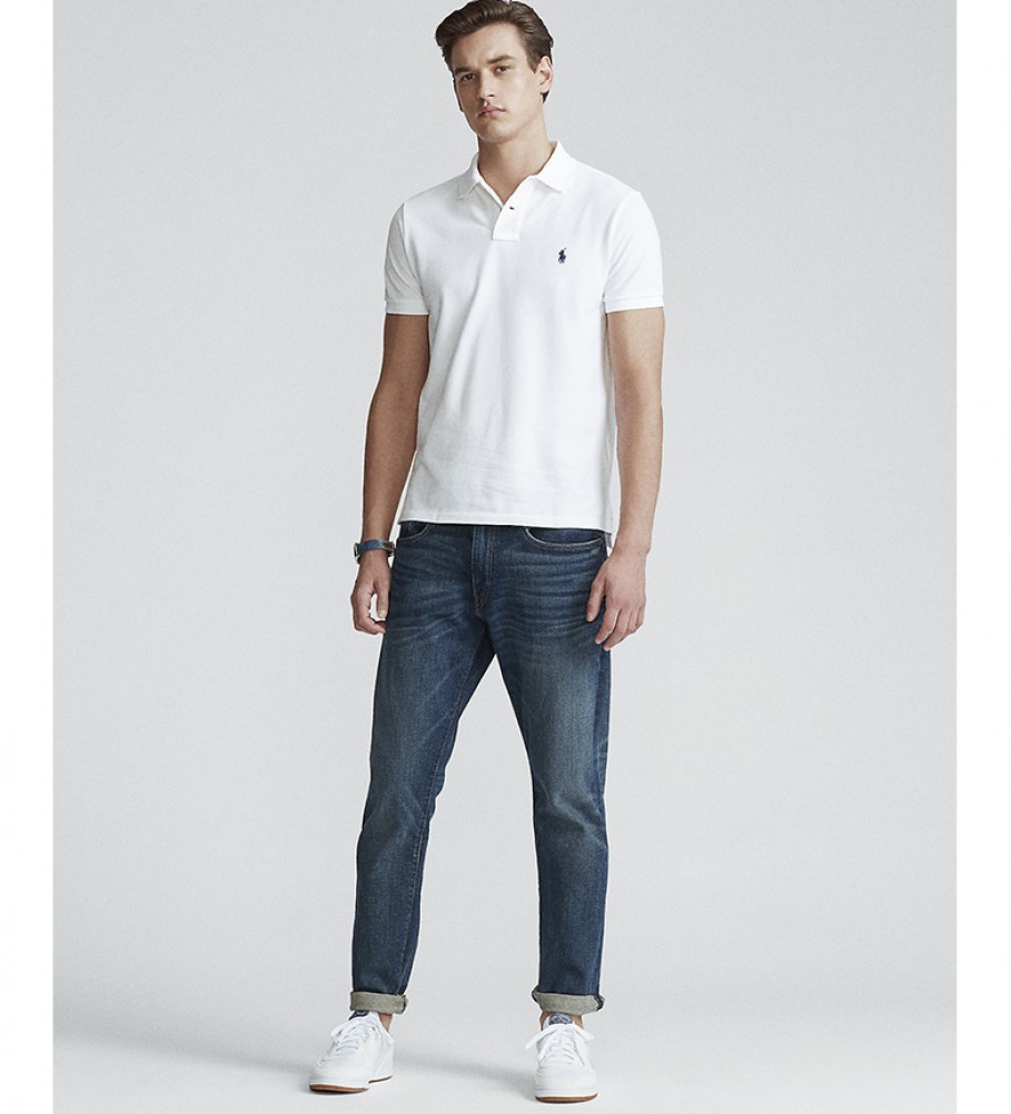 Camisa polo Ralph Lauren Custom Fit branca em piqué