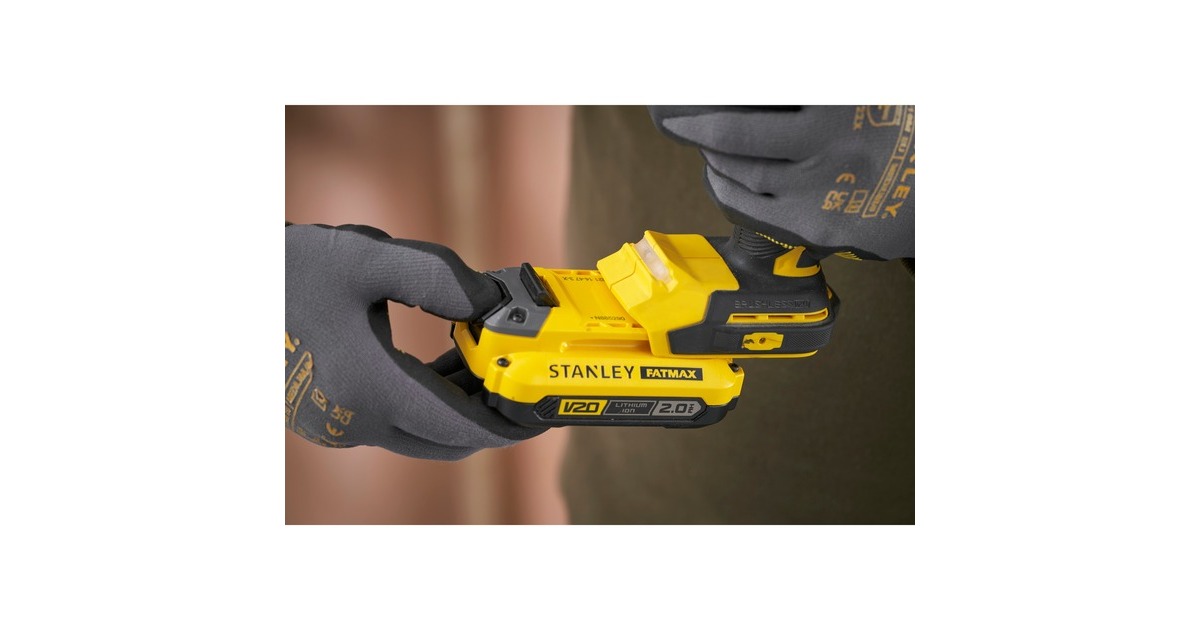 StanleyFATMAX V20 18V borstelloze schroefklopboormachine  (Geel/zwart, Accu en oplader niet inbegrepen)
