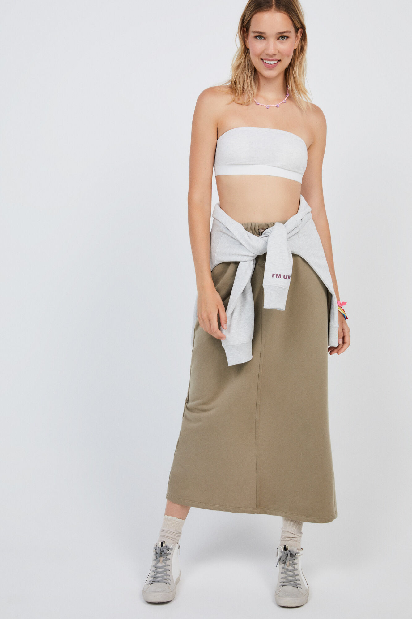 Top bandeau de algodão cinza