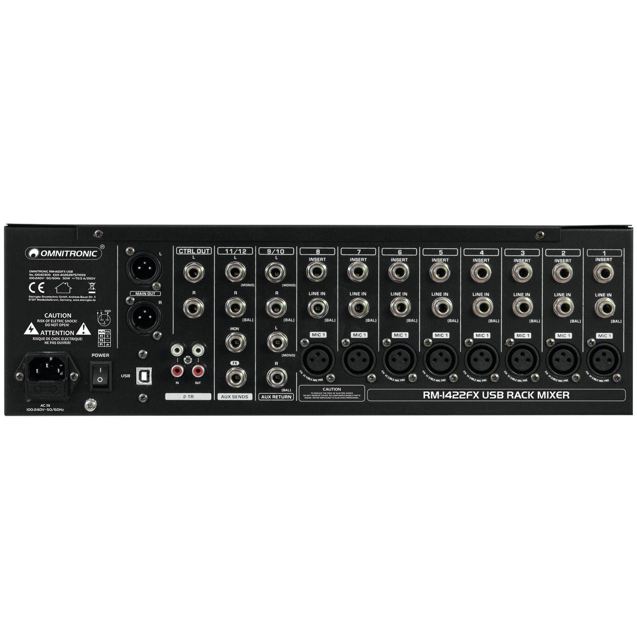 Omnitronic RM-1422FX USB rack mixer met MP3-speler