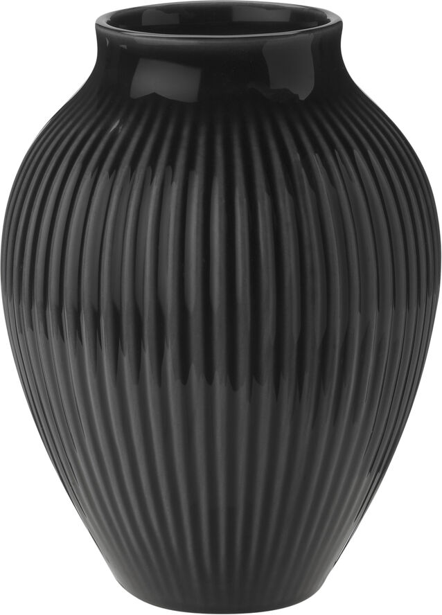 Knabstrup Keramik Knabstrup, vase, riller sort, 12,5 cm Ripple black