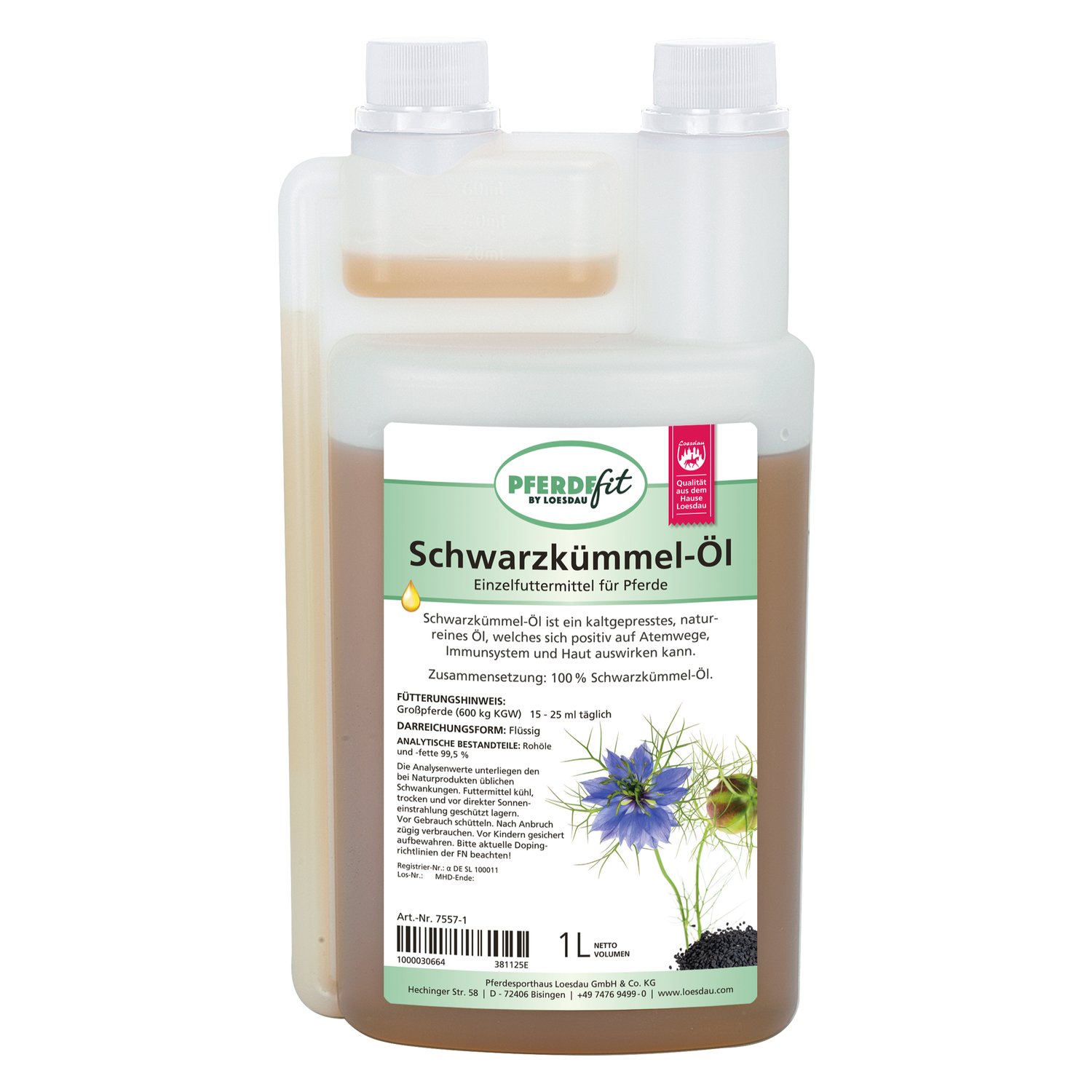 PFERDEfit by Loesdau Schwarzkümmelöl  - 1 L