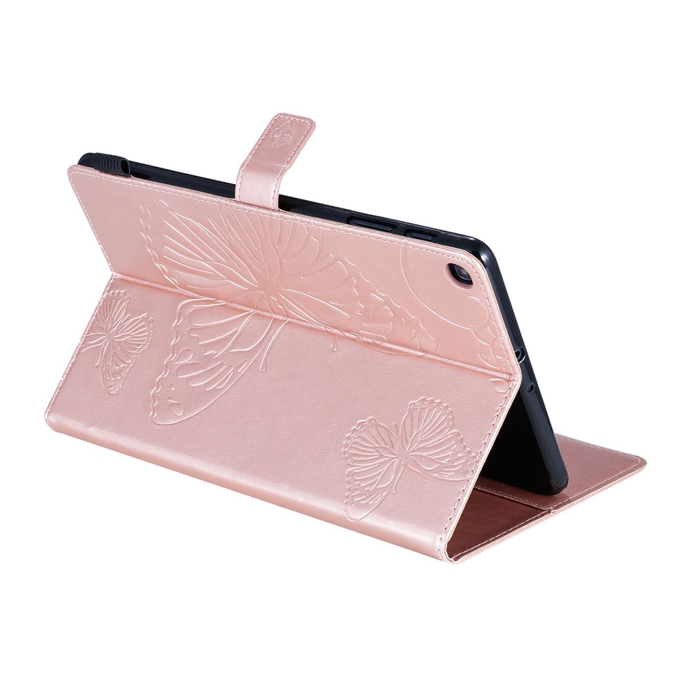 Samsung Galaxy Tab A 10.1 (2019) Leder Tasche Flip Cover Schmetterlinge - Roségold