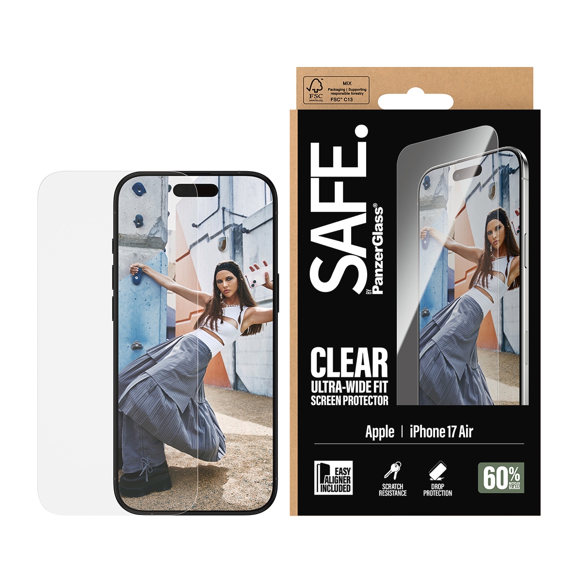 SAFE by PanzerGlass Displayschutzglas »Ultra-Wide Fit Screen Protector« für Apple iPhone Air Displayschutzfolie, Schutzfolie, Bildschirmschutz, kratz- & stossfest