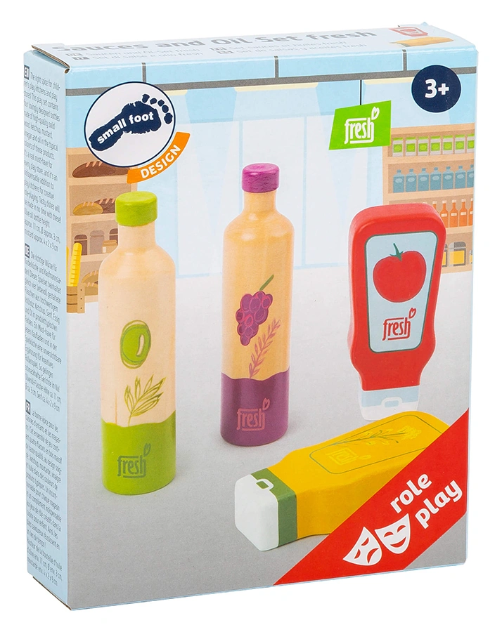 Spiel-Lebensmittel SAUCEN UND ÖL FRESH 4-teilig aus Holz