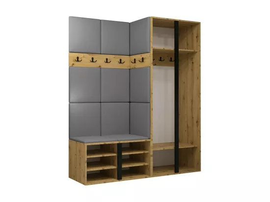 Meuble d'entrée Hartford 278, 186x158x46cm, Miroir, Blanc, Tapisserie|Stratifié