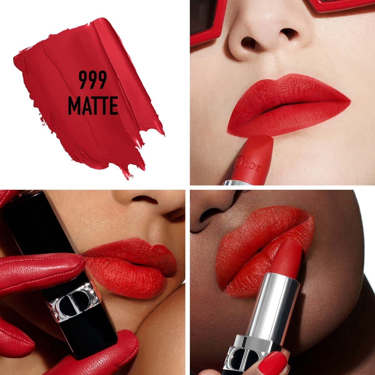 Rouge Dior Rouge Dior Rouge à Lèvres Rechargeable Couleur Couture, 4 finis : Satin, Mat, Métallique et Velours