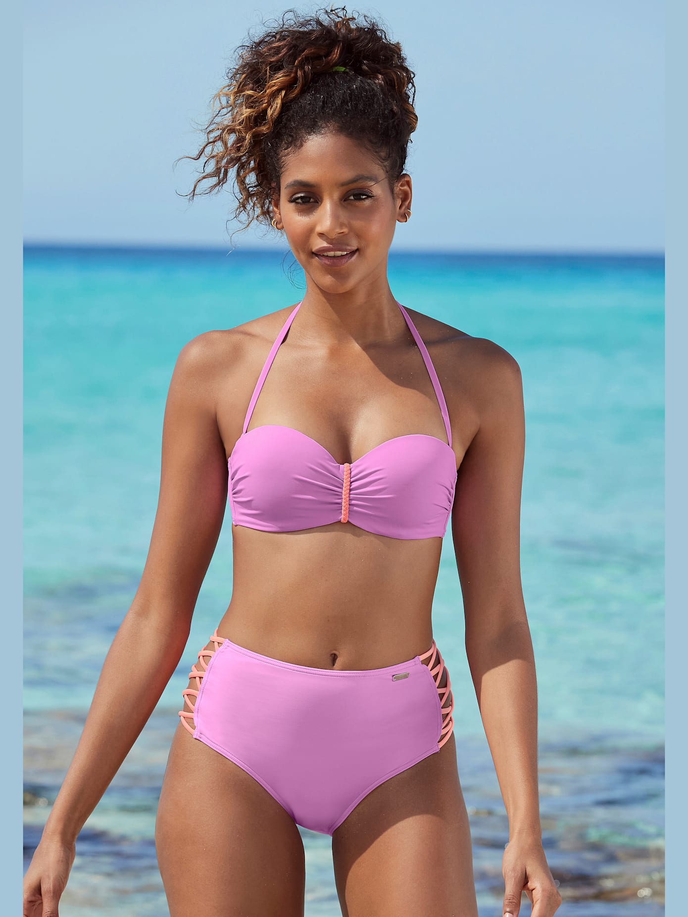 Haut de bikini bandeau à armatures design contrasté