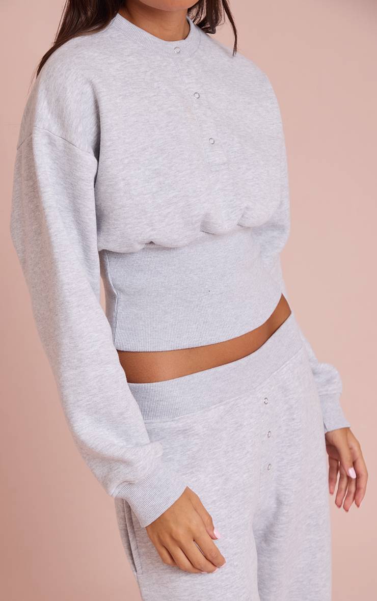 Gris Cendré Sweat-shirt Cintré À Boutons