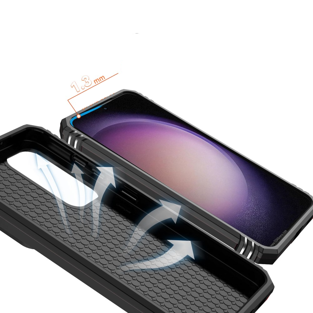 Samsung Galaxy S23 FE Hybrid Outdoor Hardcase Hülle mit Cam-Slider   Magnetischer Kickstand - Schwarz