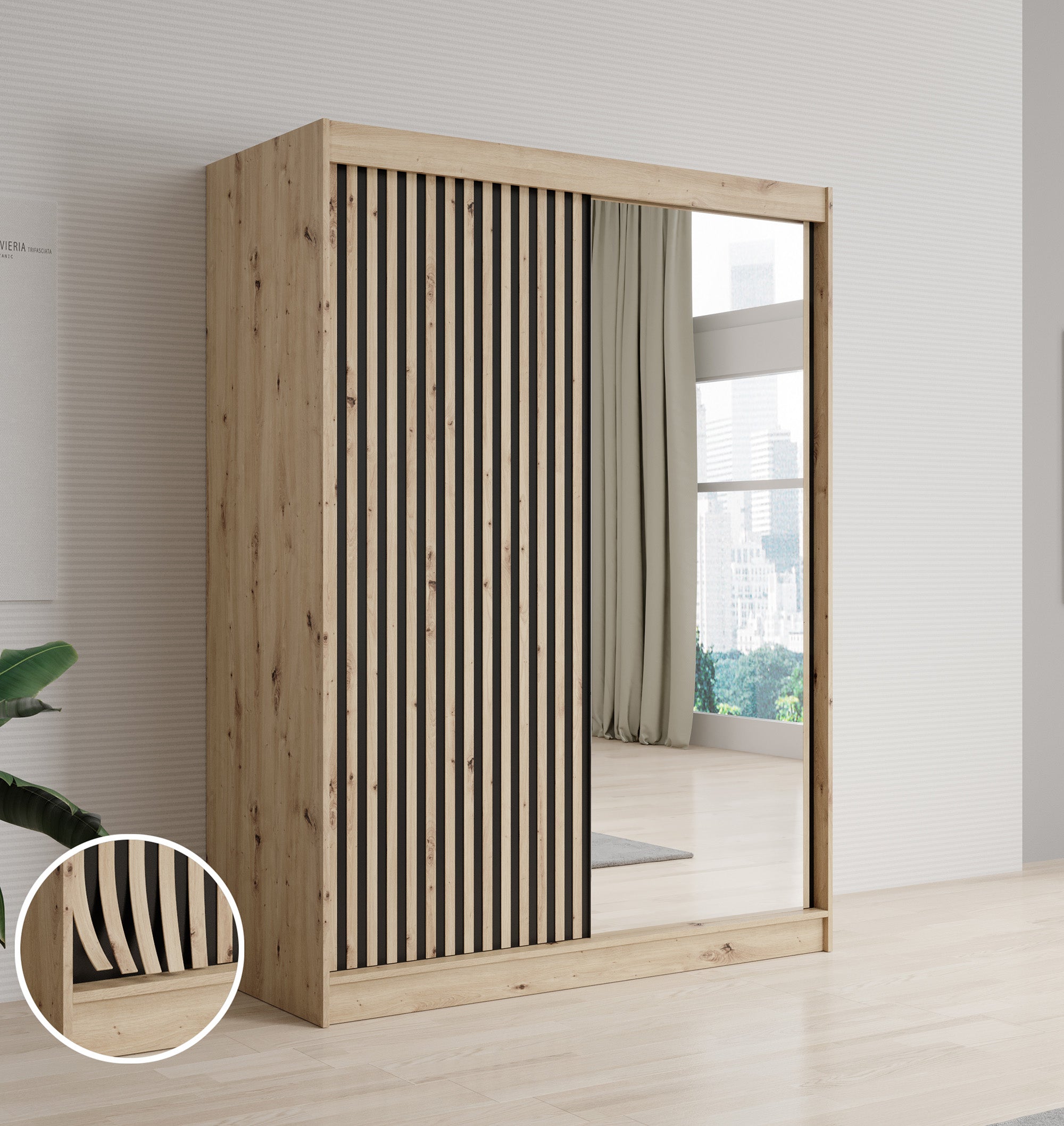 Lisbon 2 - Kledingkast met schuifdeuren - Eiken - 150x62x200 cm