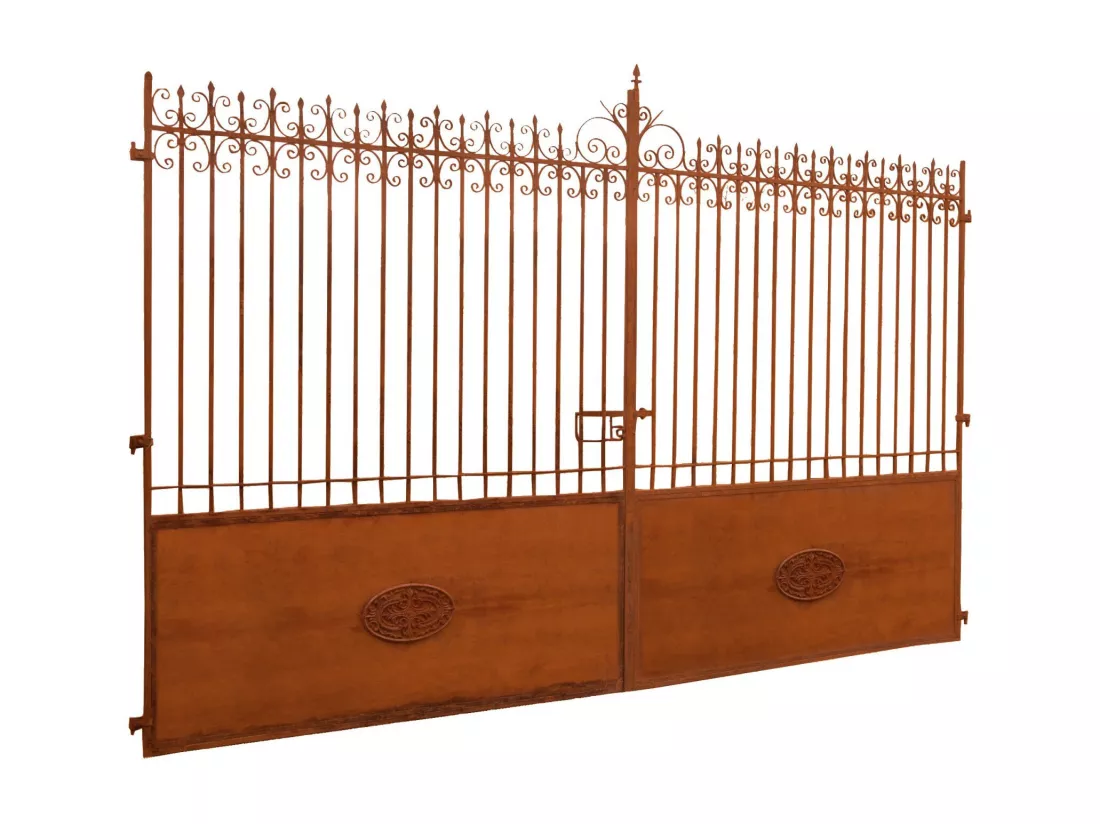 BISCOTTINI Portail en fer - Fer massif avec détails ornementaux - Clôture en fer - Portail en métal - Porte décorative - Portail d'entrée - 400x8x272cm