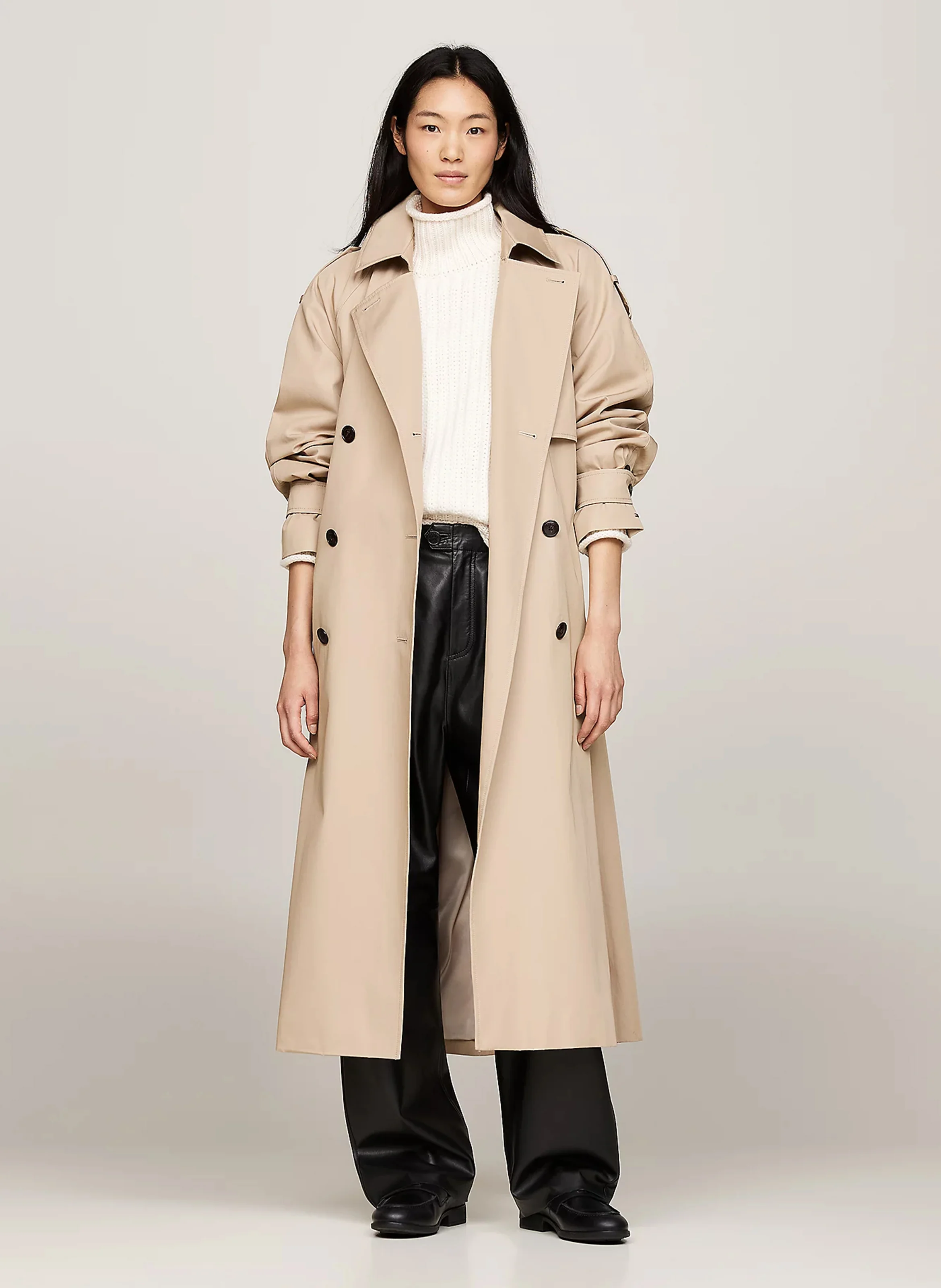 Trench col italien en coton bio | Beige