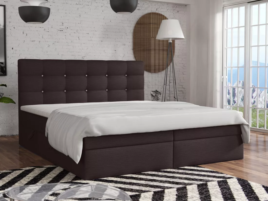 LIT BOXSPRING avec surmatelas Elegante 200x200 cm, noir
