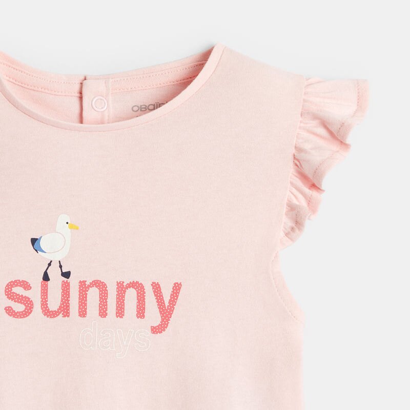 T-shirt imprimé oiseau à message rose bébé fille Rose
