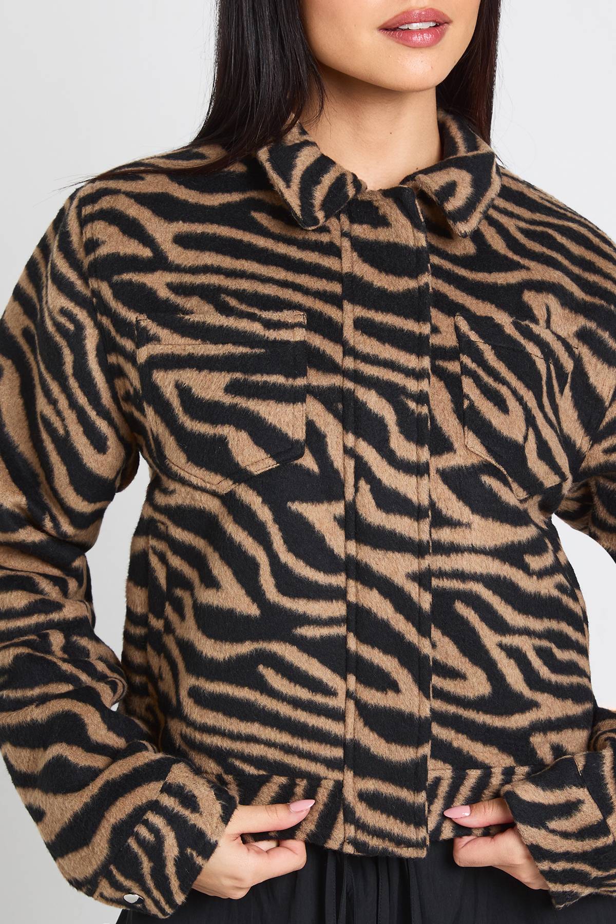 boohoo Veste Aspect Laine Imprimé Zèbre