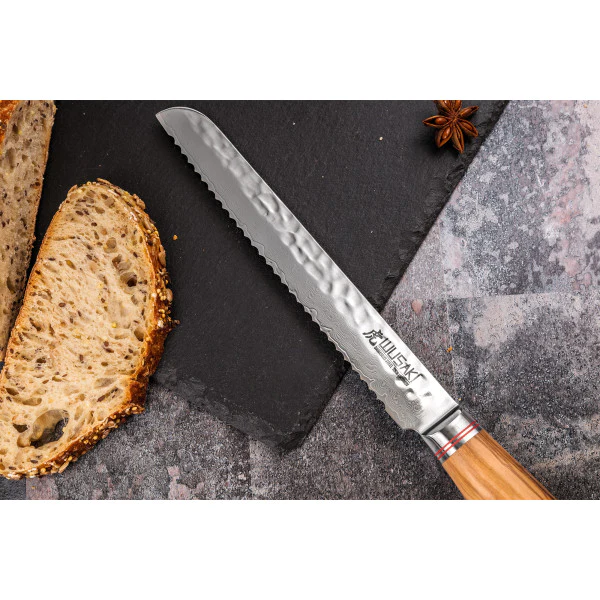 Couteau pour pains damas 10Cr Wusaki 20cm avec dents Wusaki
