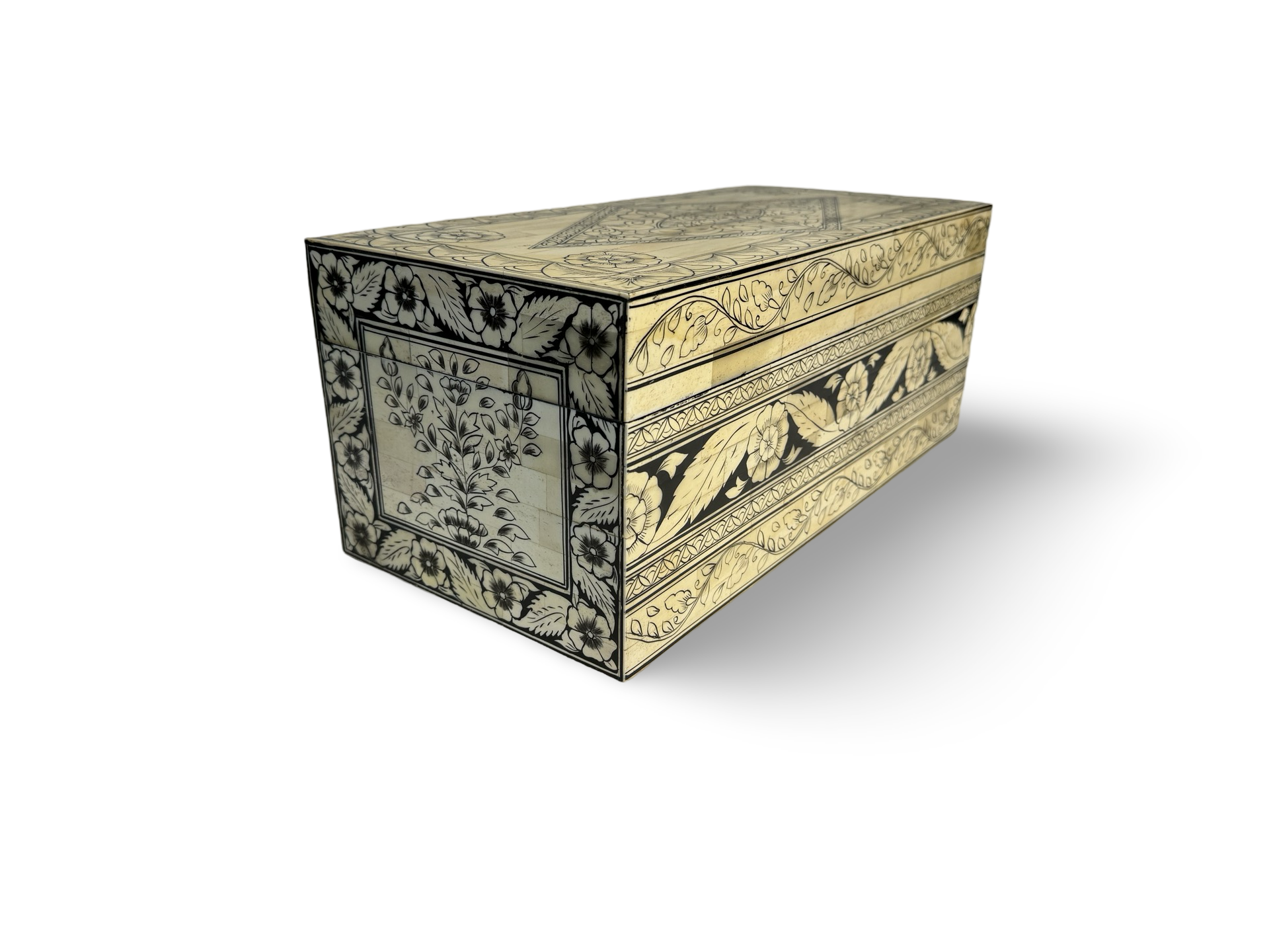 Kist bone inlay wit/zwart