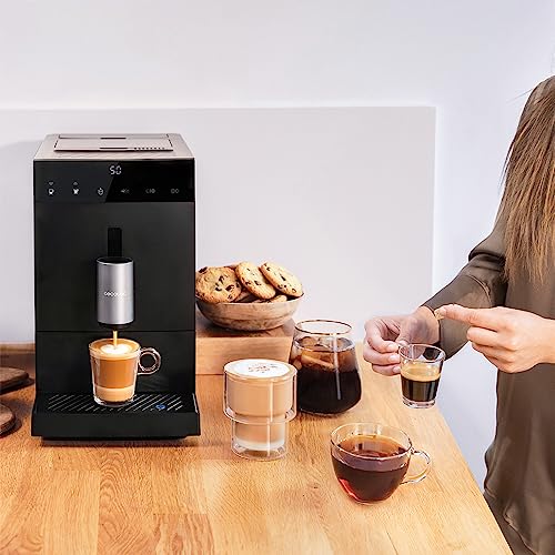 Cecotec Cafetière Superautomatique Compacte Cremmaet Compact. 1350 W, 19 Bars, Système de Chauffage par Thermobloc, Réservoir de 150 g de Café avec Moulin Intégré et 1,1 L, Nettoyage Automatique : Cuisine et Maison