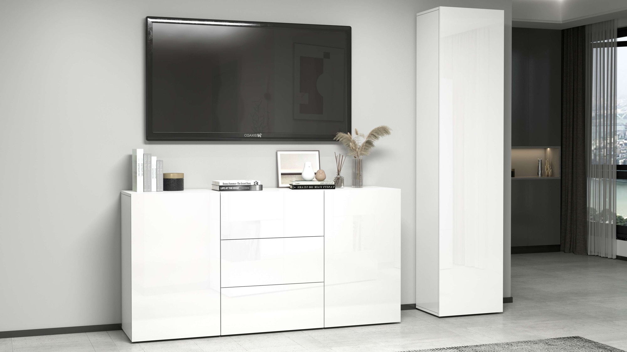 INOSIGN Sideboard »Egypt, Kommode, Schrank, Kredenz,  grifflos« 2 Türen, 3 Schubkästen, kompl. Hochglanz lackiert Breite 160