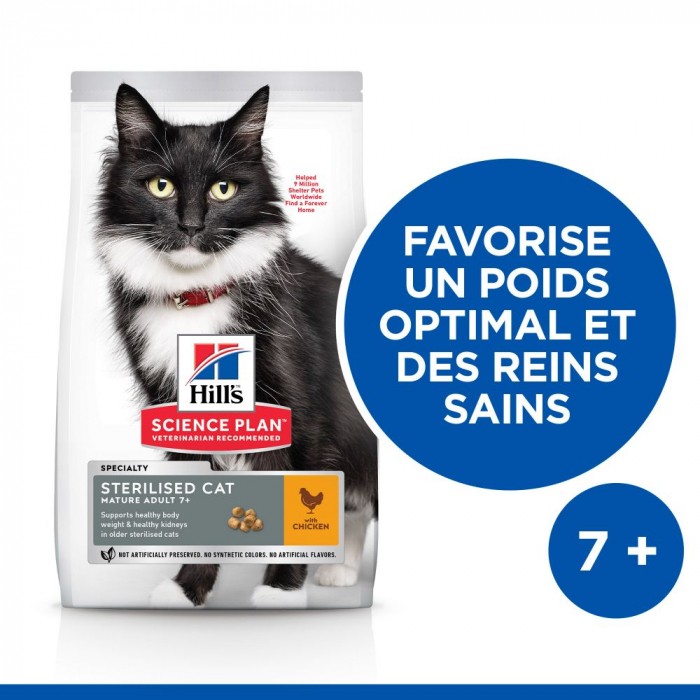 HILL'S Science Plan Mature Adult 7+ Sterilised au Poulet - Croquettes pour chat