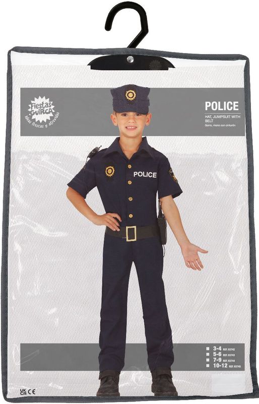 Fiestas Guirca Verkleedpak Politie Polyester Zwart Mt 146/1452