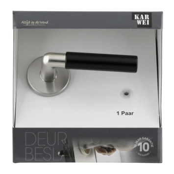 Karwei deurkruk set Nelson rond rozet RVS look messing