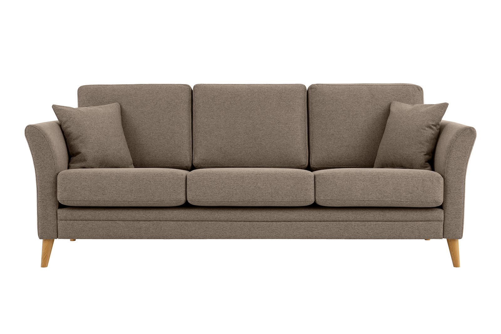 Eden 3-seter sofa Tekstil Neve 09 Cappuccino med ben i eik natur (15137).