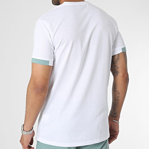 Ensemble Tee Shirt Et Short Jogging Blanc Vert