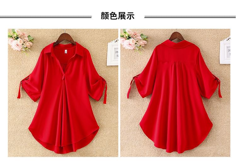 Elbelier - Blouse met V-hals en 3/4-mouwen