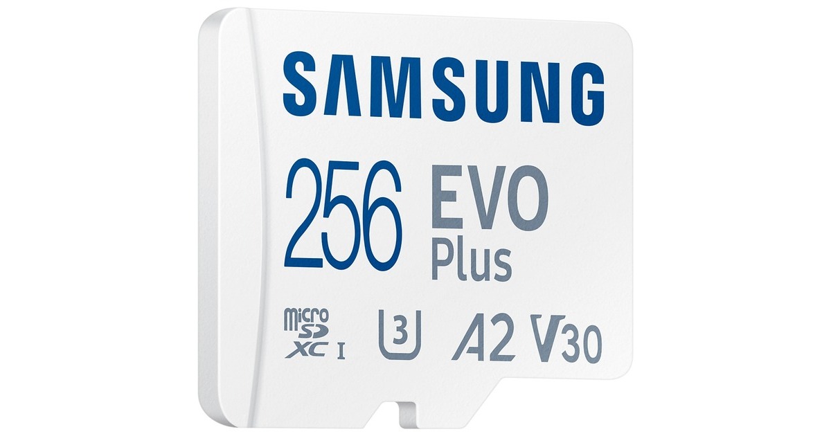 SAMSUNGEVO Plus microSDXC (2024), 256 GB geheugenkaart  (Wit, U3, V30, A2, Incl. SD-Adapter)