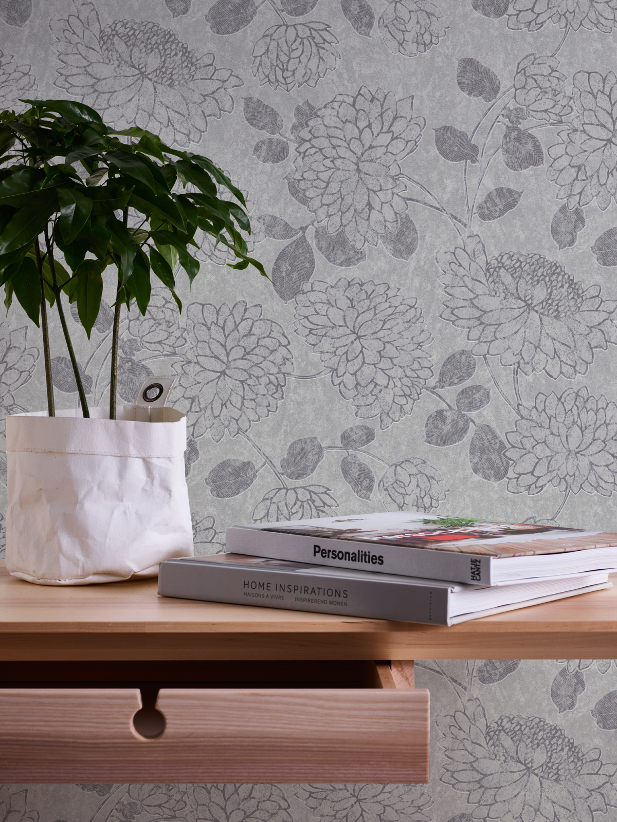 A.S. Creation Vliestapete - hellgrau-silber - Floral - 10 Meter