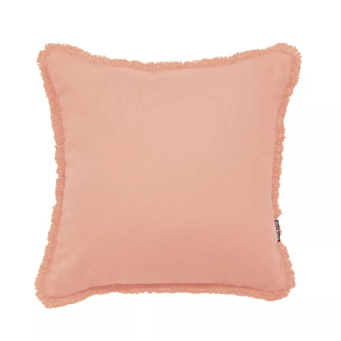 Coussin carré coton (45 x 45 cm) Pixel franges Rose pêche