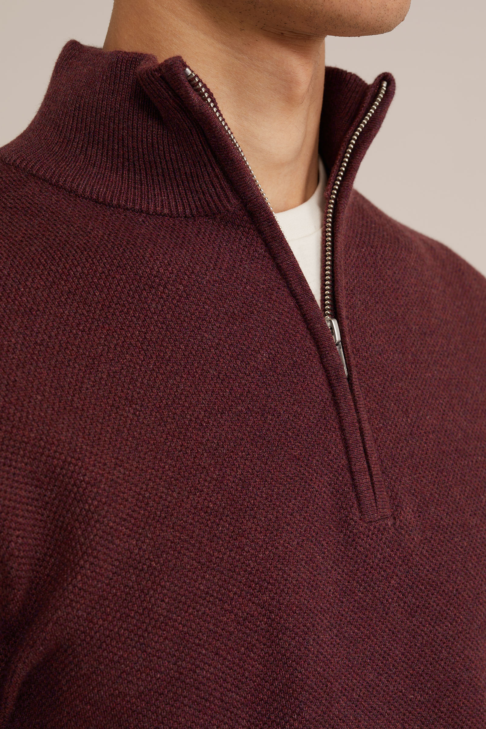 trui met rits WE Fashion Bordeauxrood