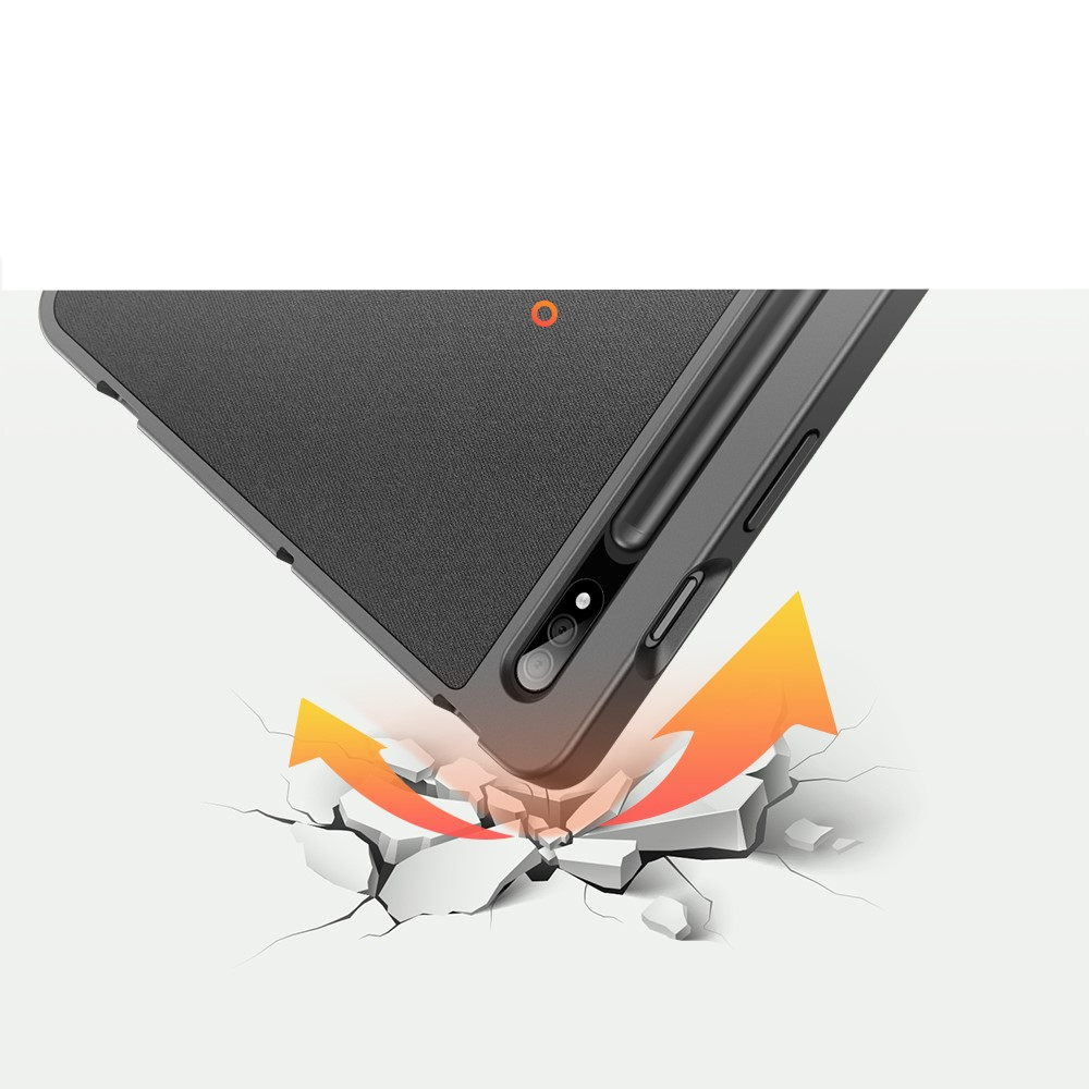 Samsung Galaxy Tab S8 / Tab S7 Tasche Smart Cover Hülle Stoff Design mit S-Pen Halterung - Schwarz