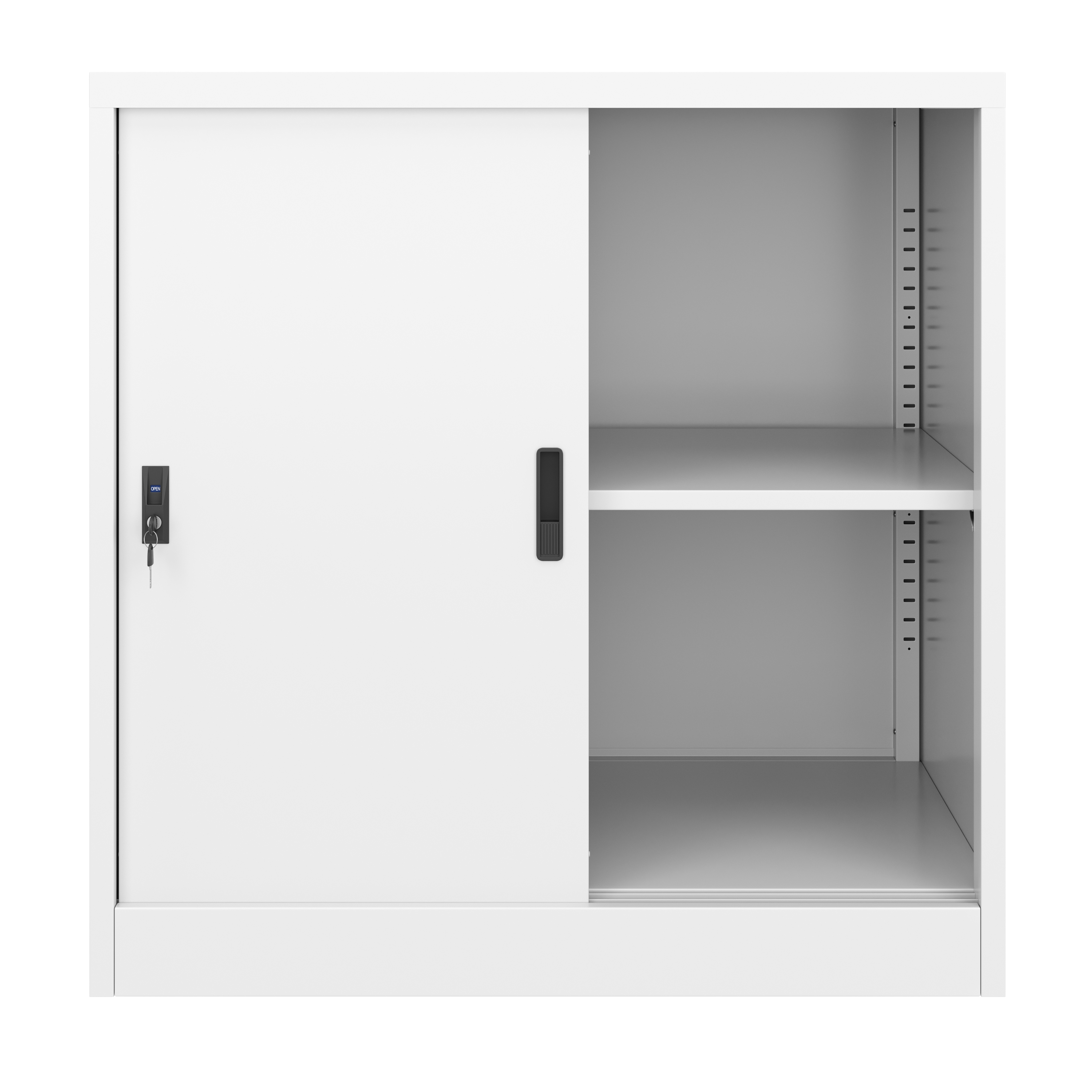 Aktenschrank mit 2 Schiebetüren 90 x 90 cm weiss