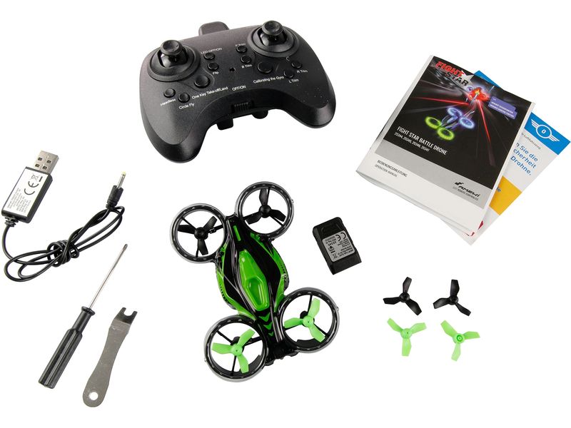 Amewi FightStar Battle Drone Grün, RTF 2-in-1-Drohne mit IR-Kampffunktion