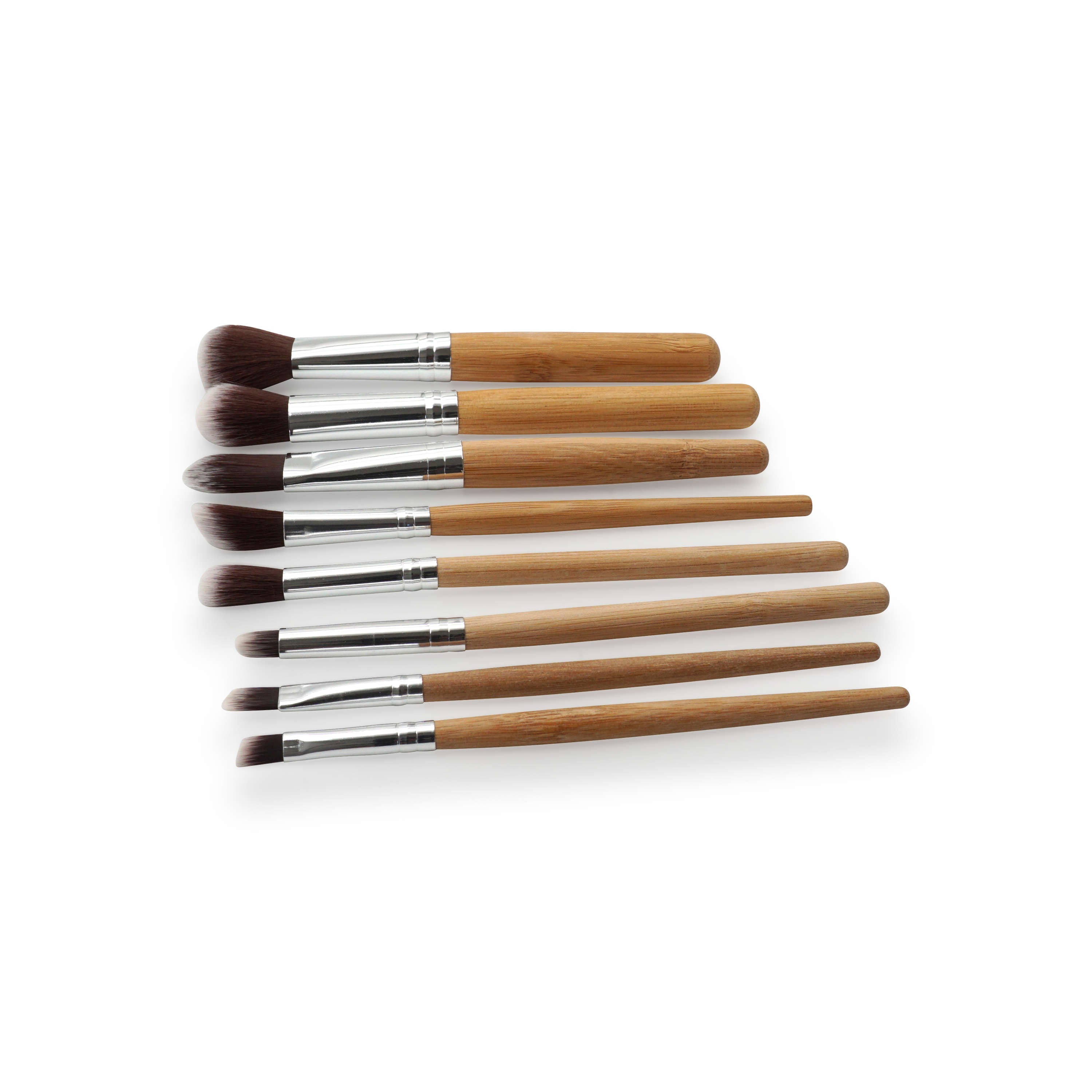 (11-tlg. Set) Bambus Beauty Make Up Puder Pinsel Set mit Aufbewahrungstasche - Braun