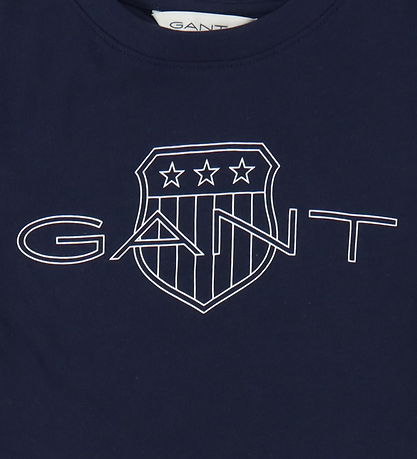 GANT T-shirt - Relaxed Contrast Shield - Evening Blue