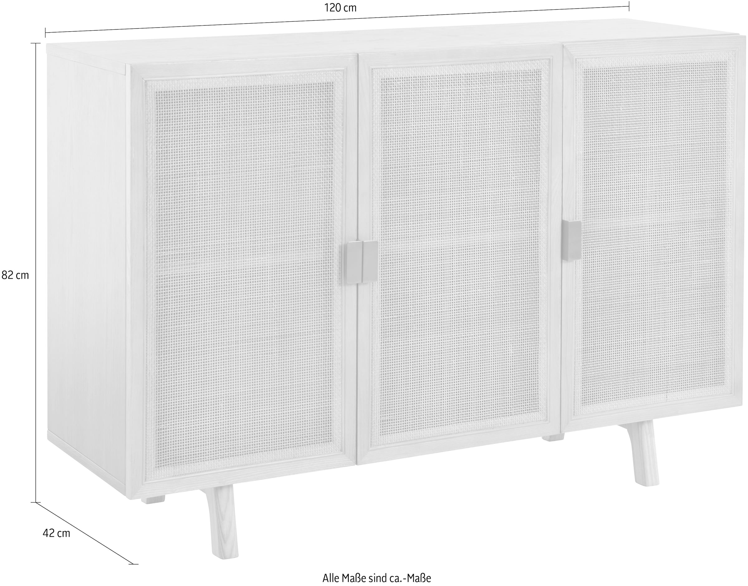 LeGer Home by Lena Gercke Kommode »Lina, TOPSELLER!, OTTOs Choice« Sideboard, Melinoberflächen,  Mit Rattan Einsatz, 4 Innenfächer, teilmassiv
