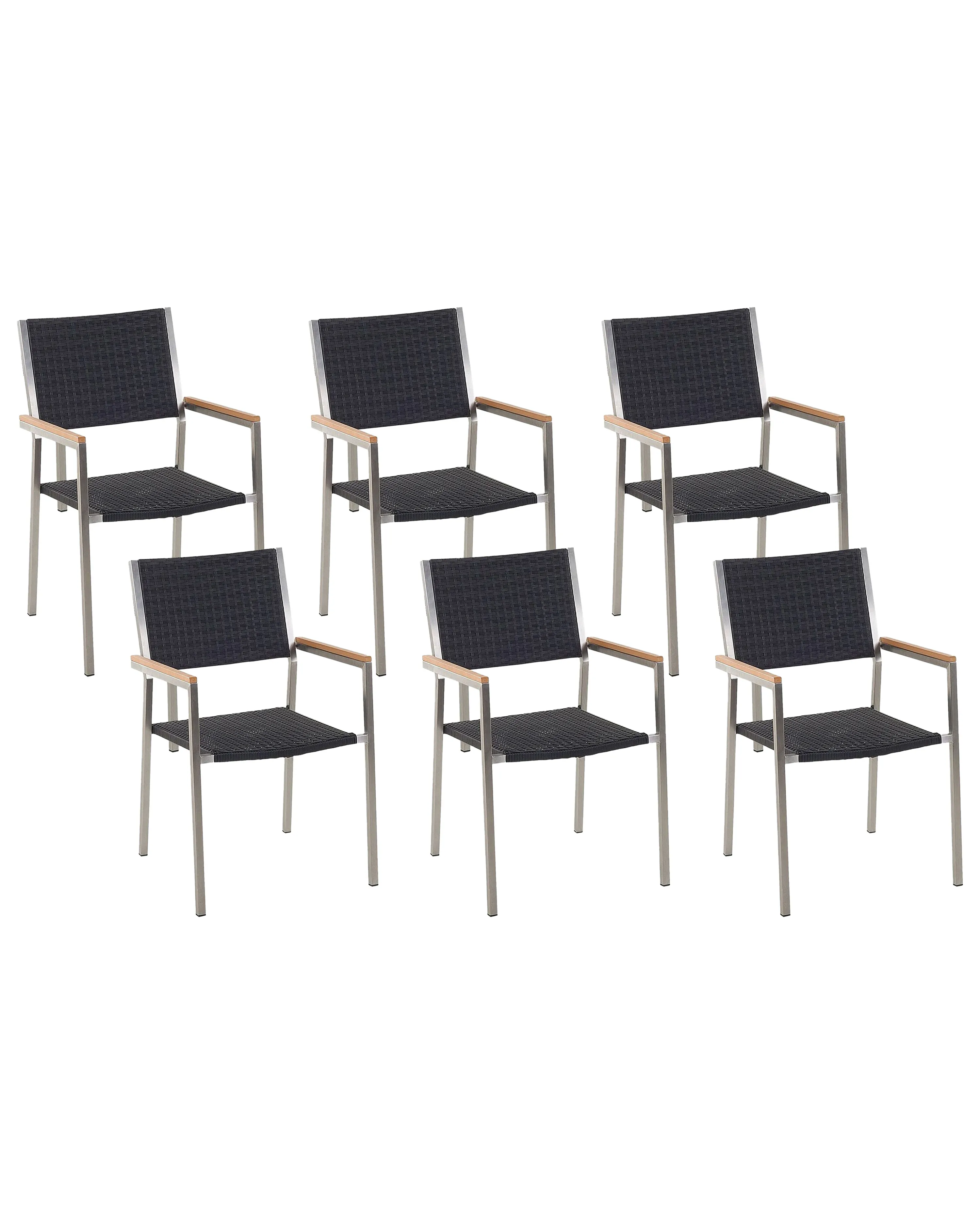 Set van 6 tuinstoelen GROSSETO PE rotan Zwart