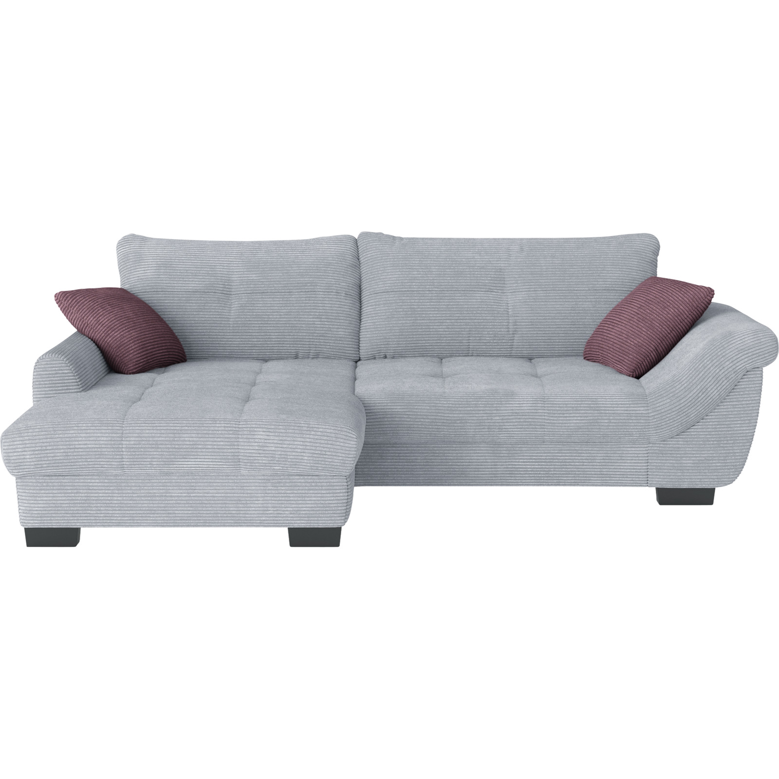 Ecksofa Desiree, Cordstoff grau, Recamière links