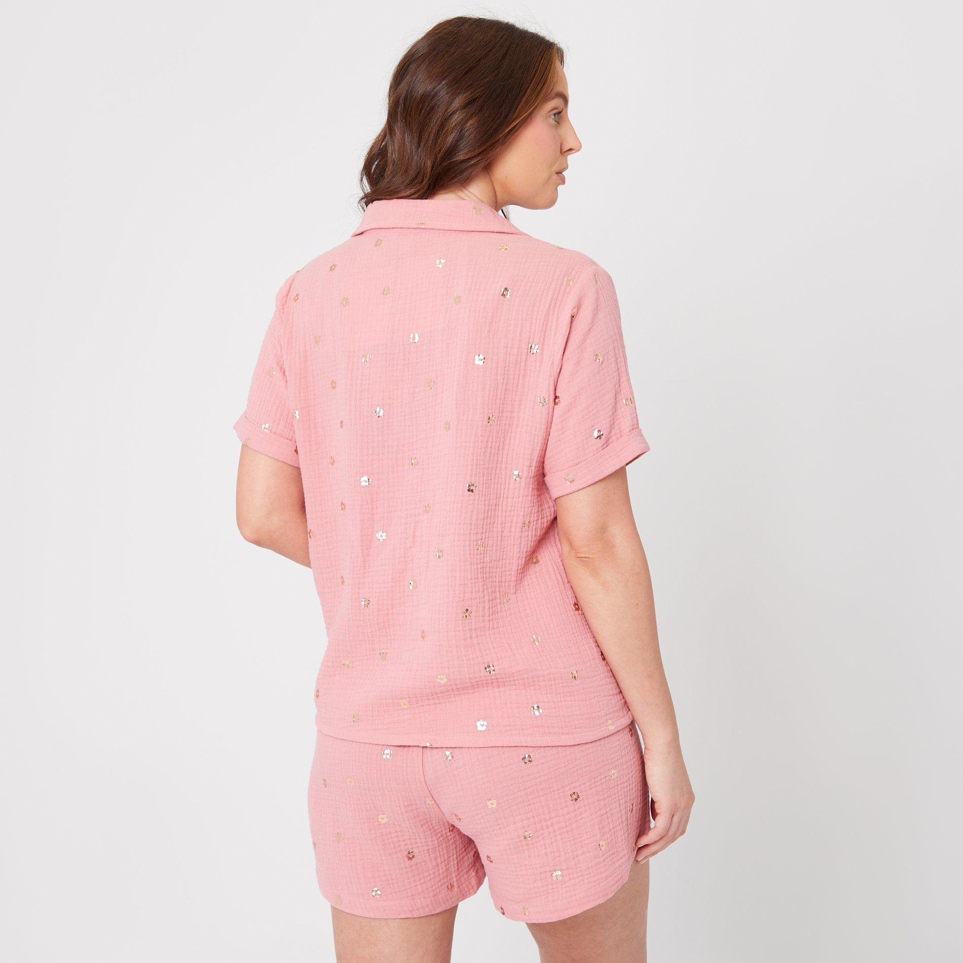 Be You Ladies Foil Flower Woven Pyjama Set