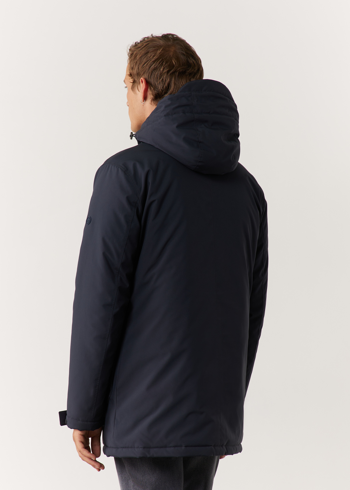 Parka unie bleu marine à capuche amovible