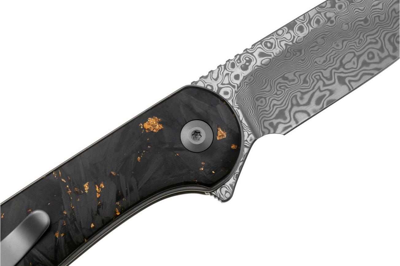 CIVIVI Elementum II Button Lock C18062P-10 Damascus, Carbon Fiber Golden Shred, zakmes