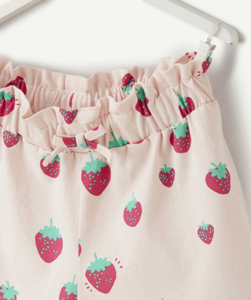 short bébé fille en coton biologique rose imprimé fraises