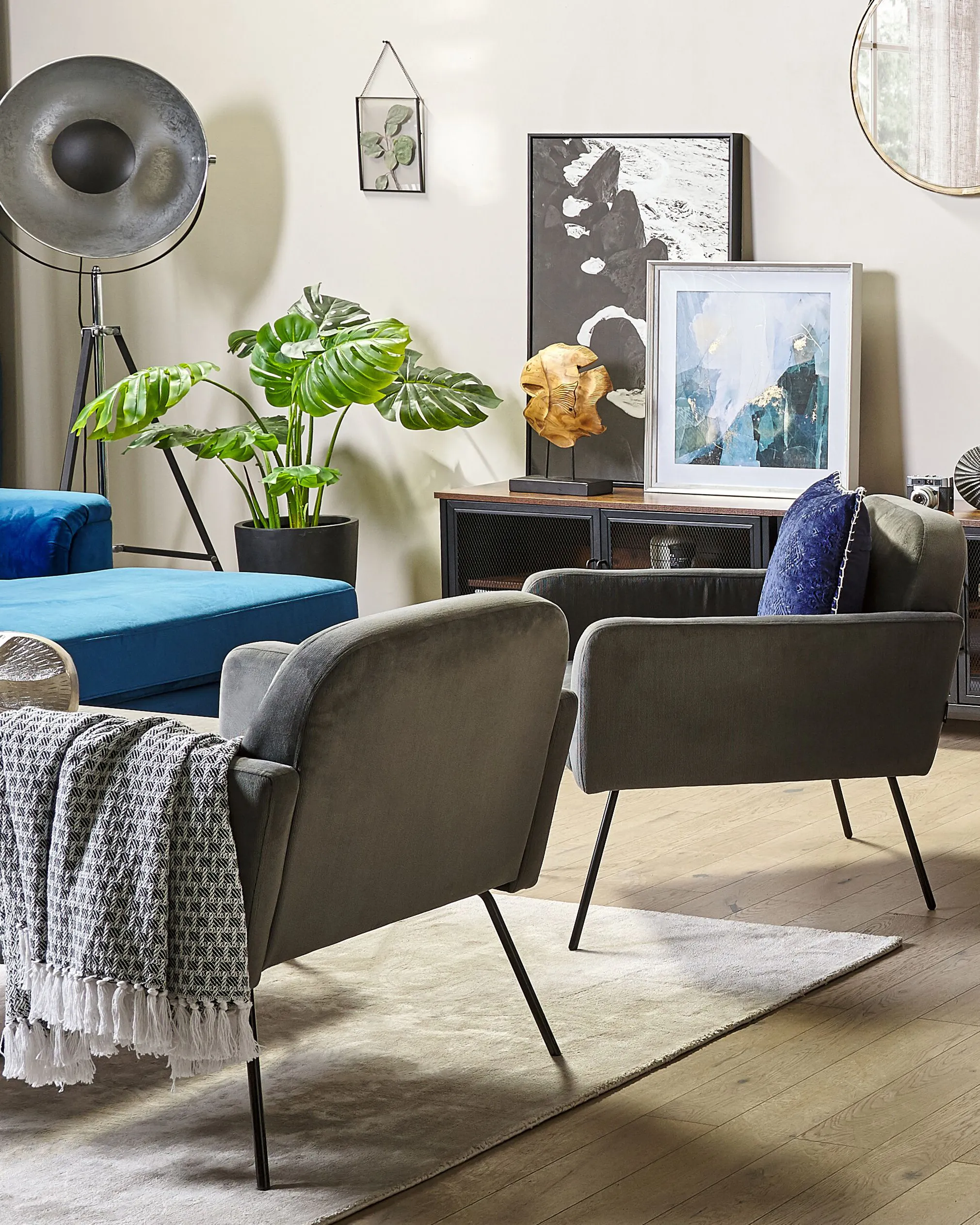 Fauteuil NARKEN Fluweel Grijs