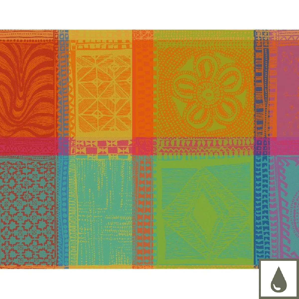 Set enduit imperméable pur coton orange 40X50 Garnier Thiebaut