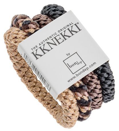 Kknekki Haargummis - 4er-Pack - Grau/Braun/Beige Glitzer Mix