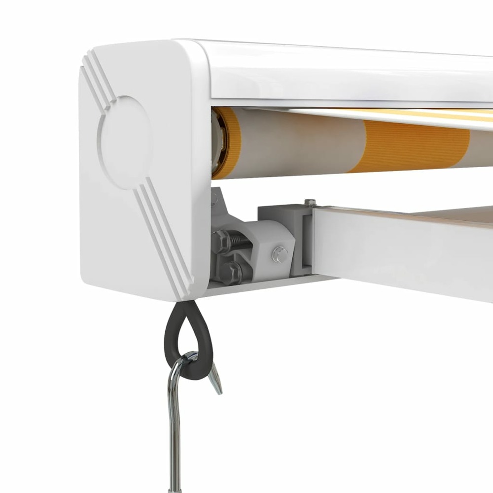 Auvent rétractable jaune et blanc 4x3 m tissu et aluminium